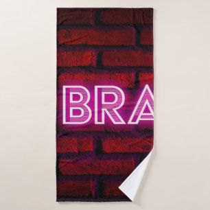 Be brave inspirational quote neon effect text on o bath towel