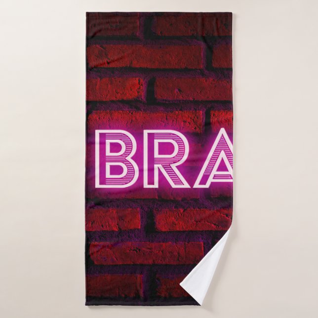 Be brave inspirational quote neon effect text on o bath towel (Bath Towel)