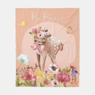 Be Brave Inspirational Woodland Deer Nursery Fleece Blanket