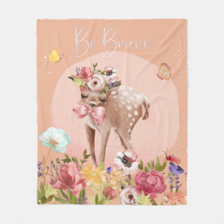 Be Brave Inspirational Woodland Deer Nursery Fleece Blanket