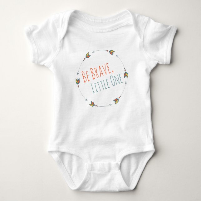 Be Brave Tribal Arrow Boho Teal Coral Baby Bodysuit (Front)