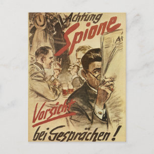Be careful - spies poster postcard