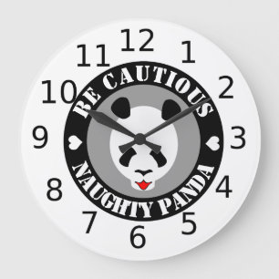 Be Cautious Naught Panda Large Clock