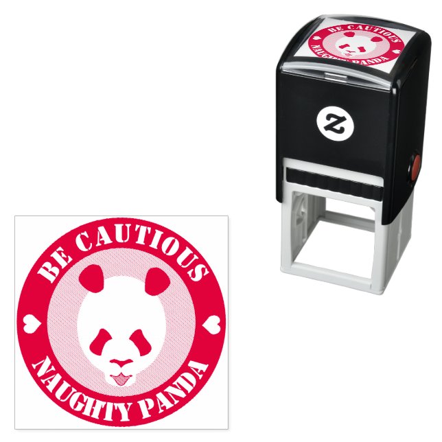 Be Cautious Naught Panda Self-inking Stamp (In Situ)