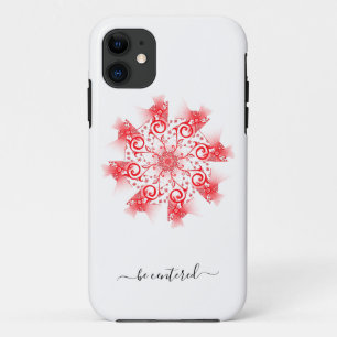 Be centred red mandala fractal line doodle iPhone 11 case