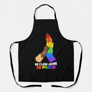 Be Claw-some Be Proud Rainbow Cat Dad Feline LGBT Apron