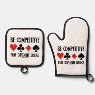 Be Competitive Play Duplicate Bridge Card Suits Oven Mitt & Pot Holder Set