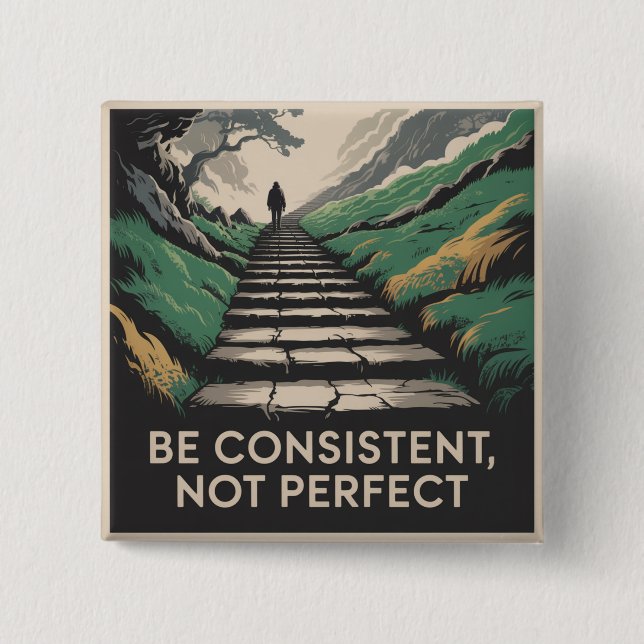 Be Consistent, Not Perfect 15 Cm Square Badge (Front)