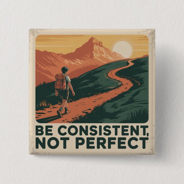 Be Consistent, Not Perfect 15 Cm Square Badge (Front)