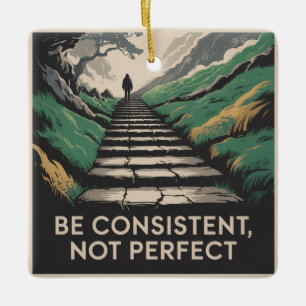 Be Consistent, Not Perfect Ceramic Ornament