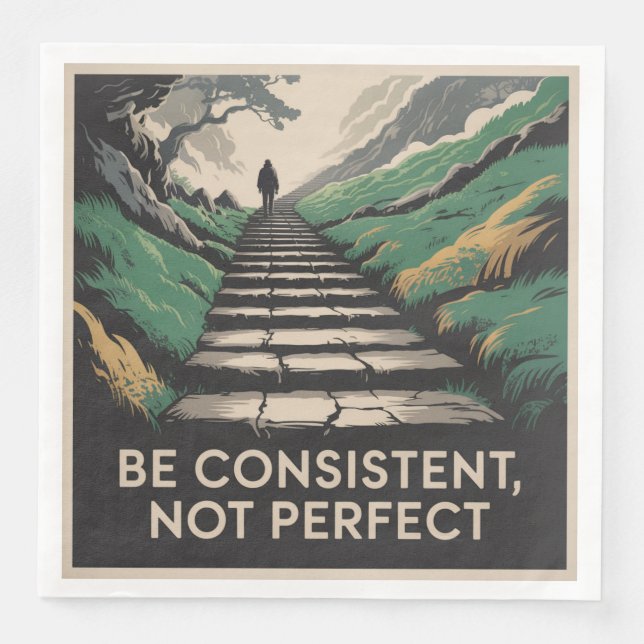 Be Consistent, Not Perfect Napkin (Front)