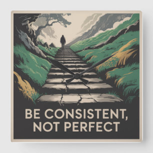 Be Consistent, Not Perfect Square Wall Clock