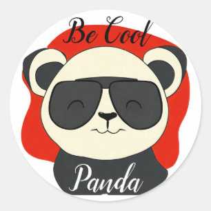 Be Cool Panda Sunglasses Edit Name Text Classic Round Sticker