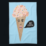 BE COOL pink talking ice cream cone Tea Towel<br><div class="desc">Everyone loves ice cream! Give the gift of this cute kitchen towel with a talking pink ice cream cone! Add your own customised text too.
Check my shop for lots more colours and patterns!</div>