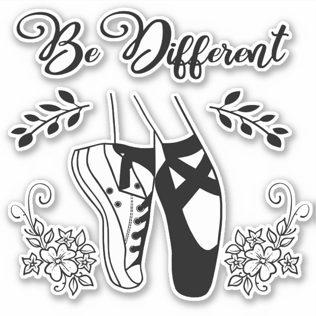 Be Different Ballet Shoes Black and White (Front)