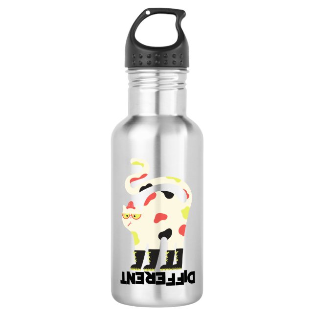 Be different funny funky cat design 532 ml water bottle (Front)