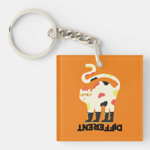 Be different funny funky cat design key ring