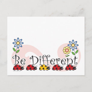 Be Different Ladybugs with Flowers Postcard