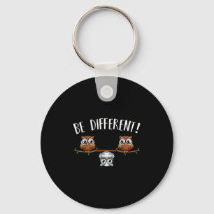Be Different Owls Funny Animal Bird Lover Kawaii Q Key Ring