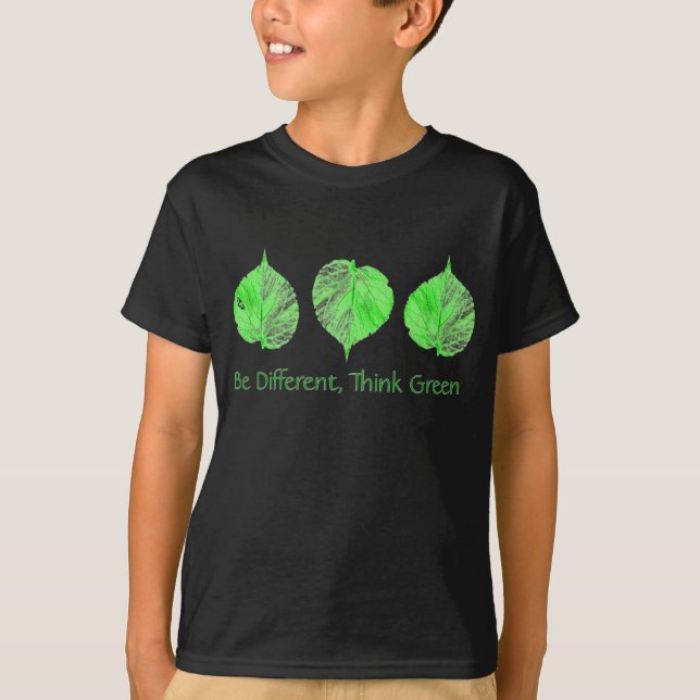 Be Different Think Green Recycle, Earth Day Kids T-Shirt (Front)