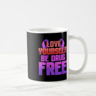Be Drug Free Love Yourself Purple Ribbon  Coffee Mug