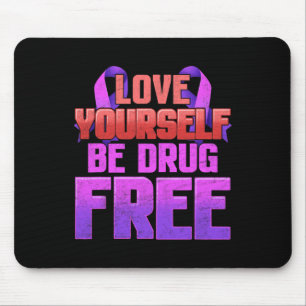 Be Drug Free Love Yourself Purple Ribbon  Mouse Pad