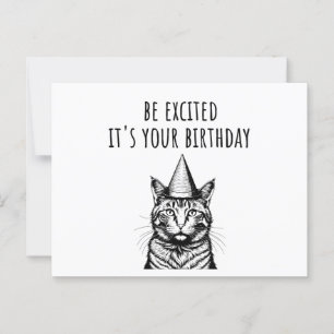 Be Excited It's Your Birthday Funny Cat Postcard