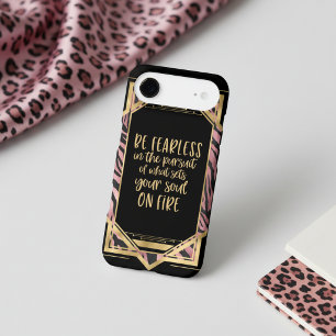 Be Fearless Quote Pink Leopard Print Art Deco