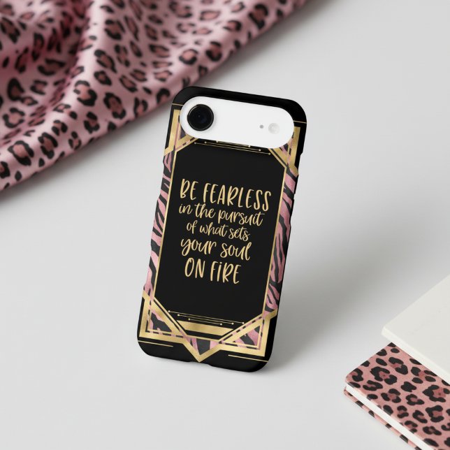 Be Fearless Quote Pink Leopard Print Art Deco (Creator Uploaded)