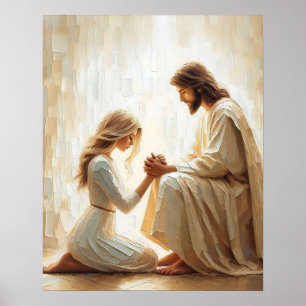 Be Forgiven, Christian Painting, Jesus and Woman  Poster