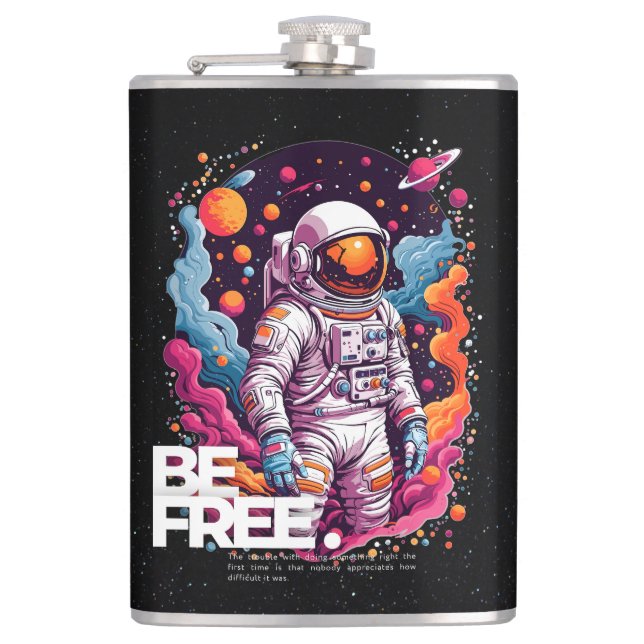 BE FREE Astronaut design Hip Flask (Front)