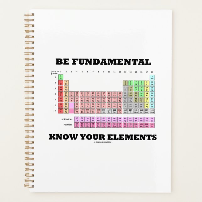 Be Fundamental Know Your Elements Periodic Table Planner (Front)