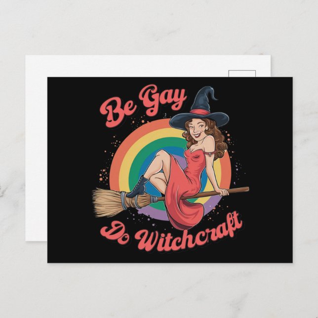 Be Gay Do Witchcraft Gay Pride Witch Halloween Postcard (Front/Back)