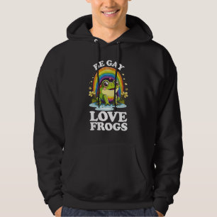 Be Gay Love Frogs Funny LGBTQ Pride Rainbow Retro Hoodie