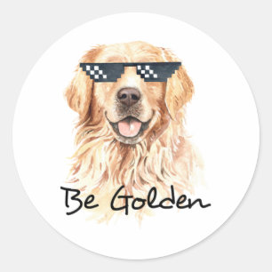 Be Golden Golden Retriever Classic Round Sticker