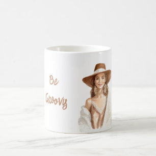 Be Groovy Sixties Bohemian Boho Feather Earrings Coffee Mug