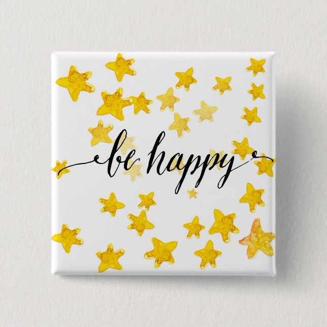 Be Happy 3 15 Cm Square Badge (Front)