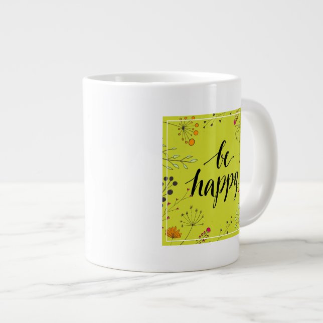 Be Happy 5 Large Coffee Mug (Front Right)