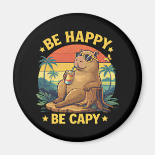Be Happy Be Capy Capybara Funny Meme Magnet