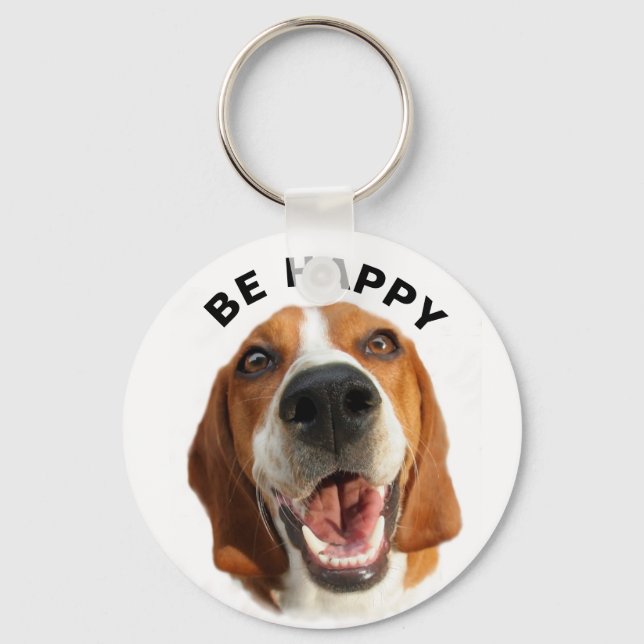 Be Happy Beagle  Key Ring (Front)