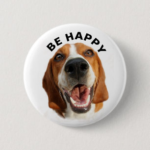 Be Happy Beagle Pinback Button