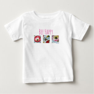Be Happy Bee and Flowers Art Baby Tutu T-Shirt