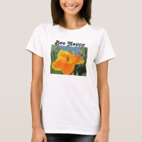 Be Happy Bee Pun Bright Orange Flower Photo Floral