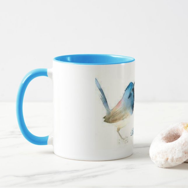 Be Happy - Bluebird of Happiness Mug (With Donut)