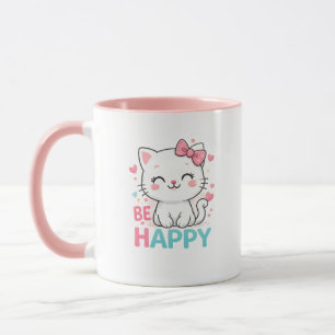 Be Happy Cat Mug