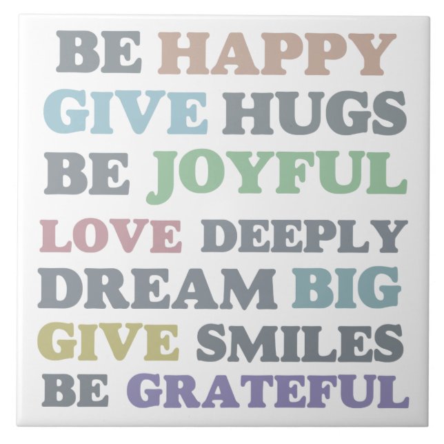 Be Happy Ceramic Tile (Front)