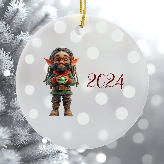 Be Happy Christmas Elf Ceramic Ornament (Creator Uploaded)