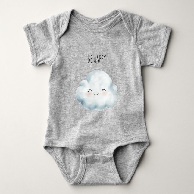 Be Happy Cloud   Baby Bodysuit (Front)