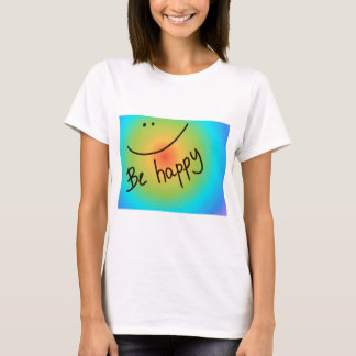 "Be happy" colourful face, handwritten T-Shirt
