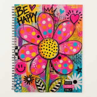 Be Happy Colourful Flower Pop Art Planner